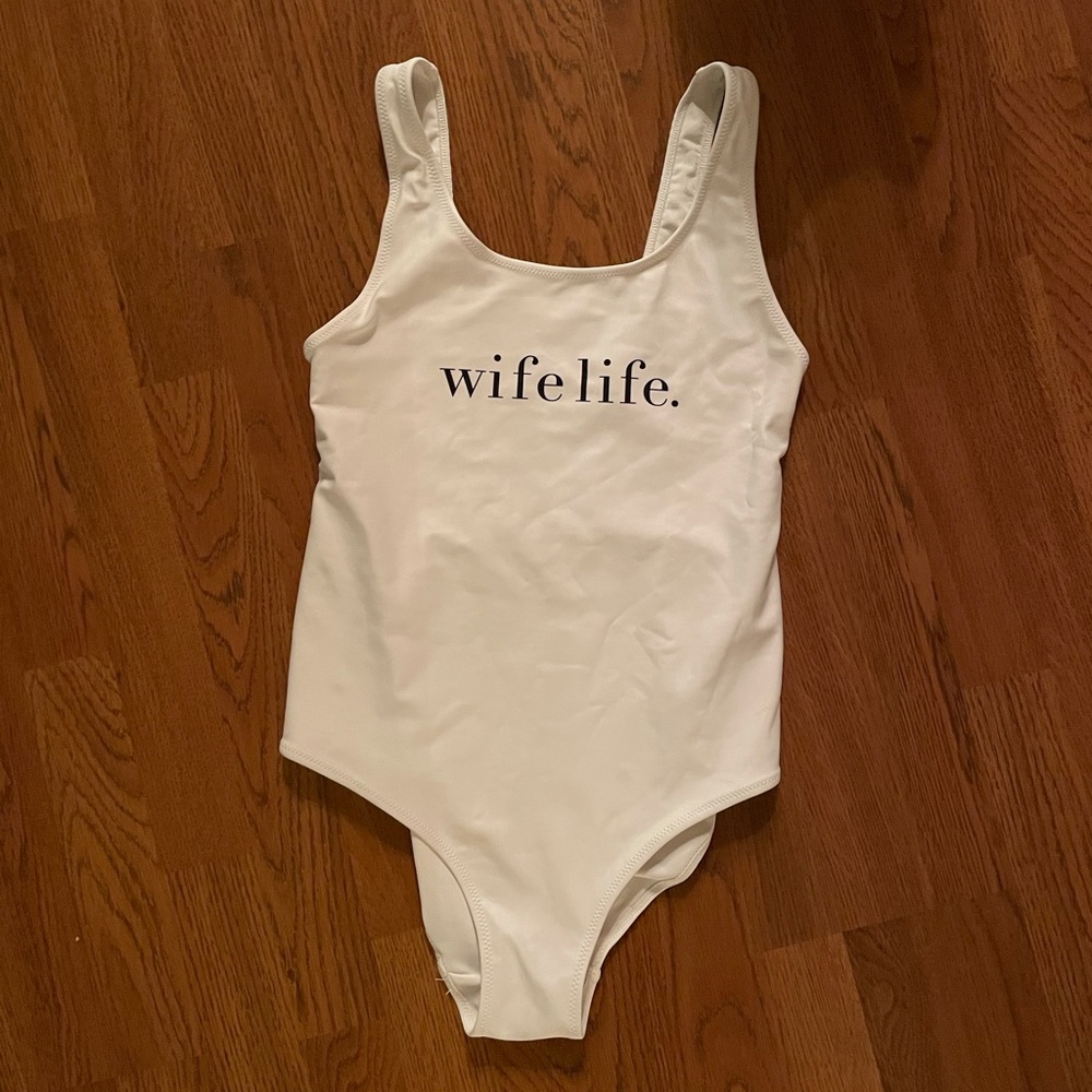White Wife Life One Piece Swimsuit